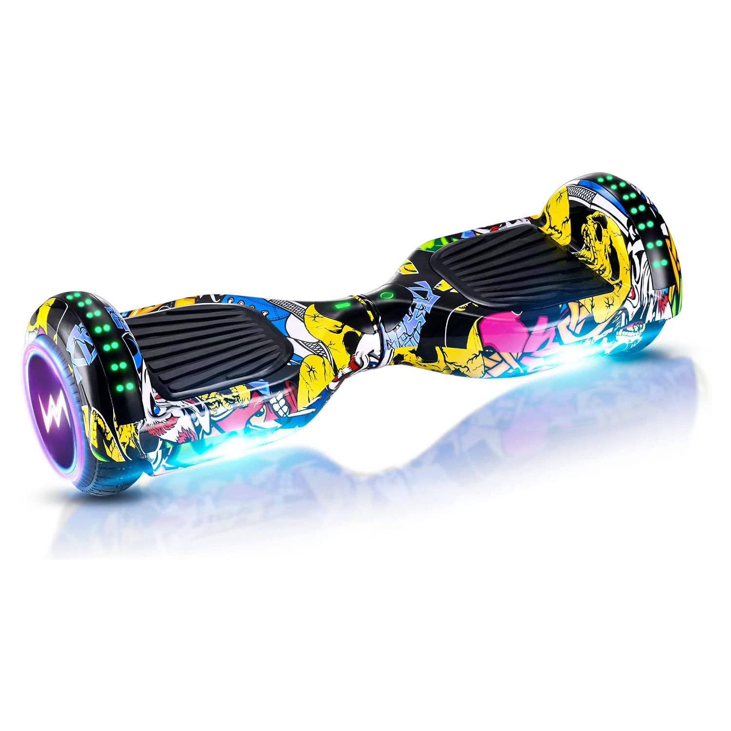 WEELMOTION HIPHOP Hoverboard with Music Speaker and LED Front Lights, Strap Lights, Shining Whees All Terrain 6.5" UL 2272 Certified Hoverboard with free hover board bag
