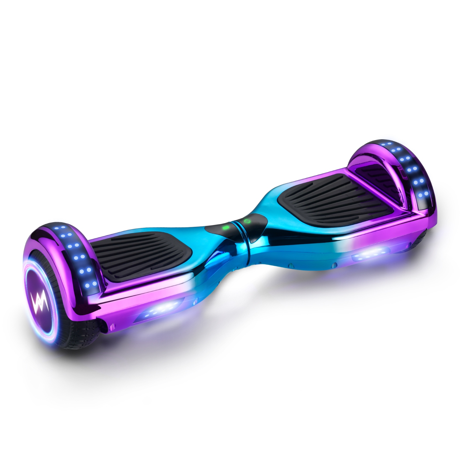WEELMOTION Chrome Iridescent Hoverboard with Music Speaker and LED Front Lights, Strap Lights, Shining Whees All Terrain 6.5" UL 2272 Certified Hoverboard with free hover board bag