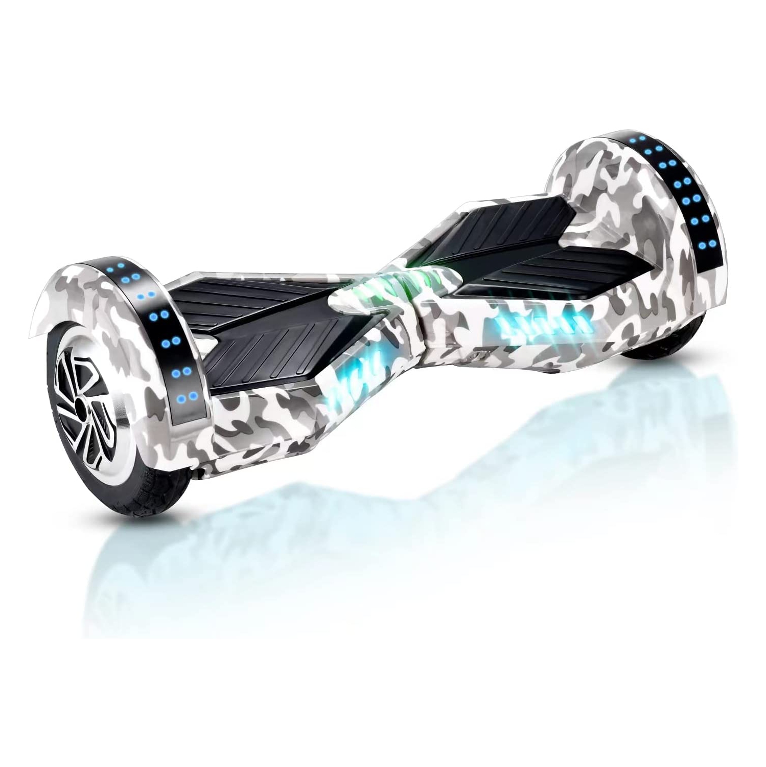 WEELMOTION CAMO 8" Off-Road Hoverboard UL 2272 certified Hoverboard for Kids and Adults with LED lights and Music Speaker 300W All Terrain Aluminum Wheel with free Hoverboard bag