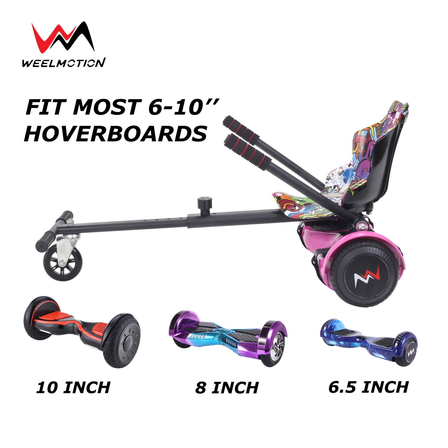 WEELMOTIONB HIPHOP Purple Hoverboard go Kart Attachment Adjustable Hoverboard go Kart Hoverboard seat attachments for All Ages Hoverboard Kart