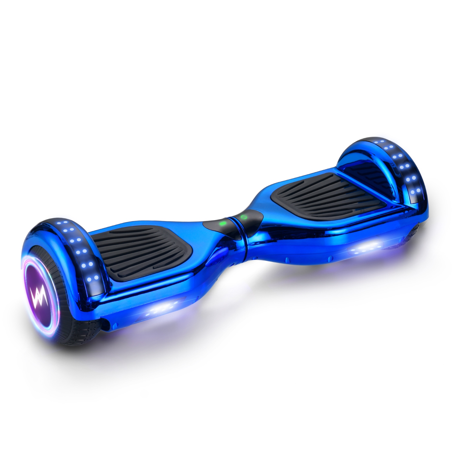 WEELMOTION Chrome Blue Hoverboard with Music Speaker and LED Front & Strap Lights Shining Wheels All Terrain 6.5" UL 2272 Certified Hoverboard with free hover board bag