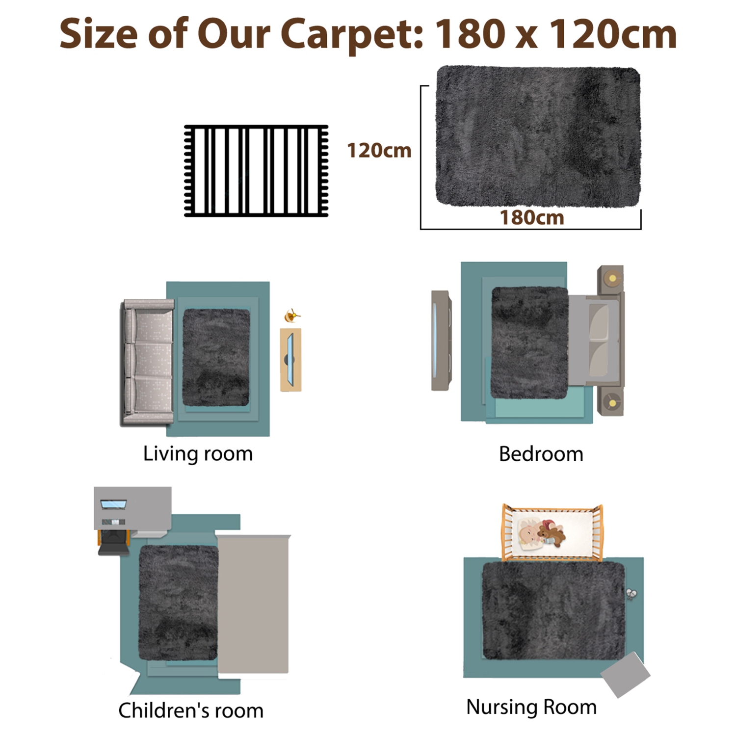 Gymax 4 x 6 FT Faux Fur Soft Shag Area Rug Fluffy Throw Carpet Non-slip Home