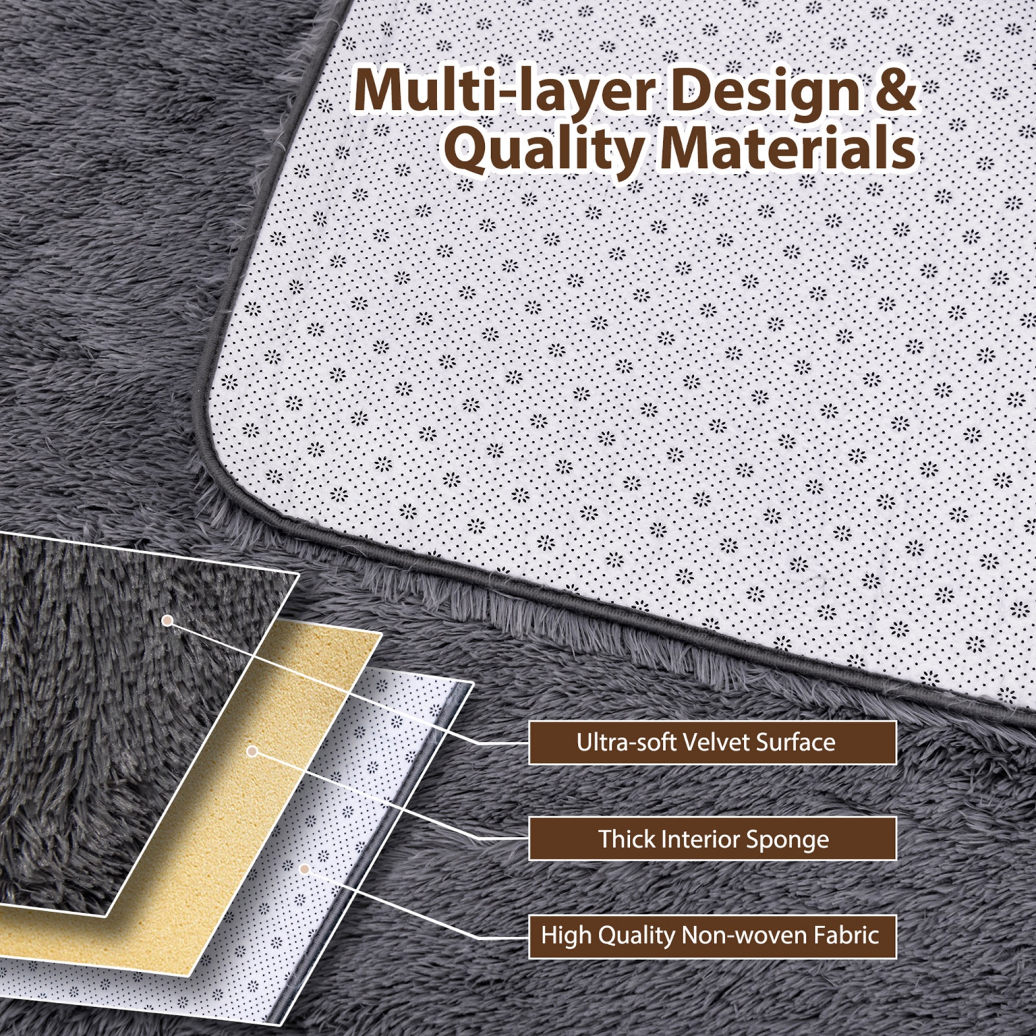 Gymax 4 x 6 FT Faux Fur Soft Shag Area Rug Fluffy Throw Carpet Non-slip Home