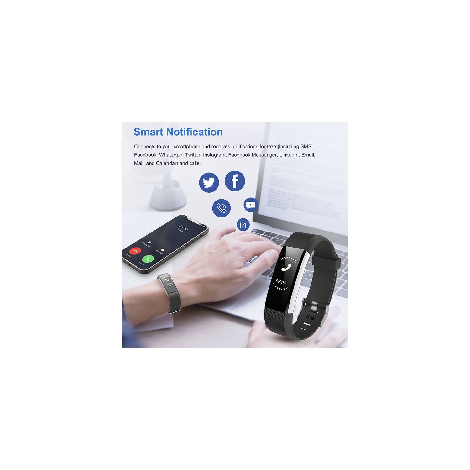 Letscom ID115 Health and Fitness Tracker by Letsfit - Purple