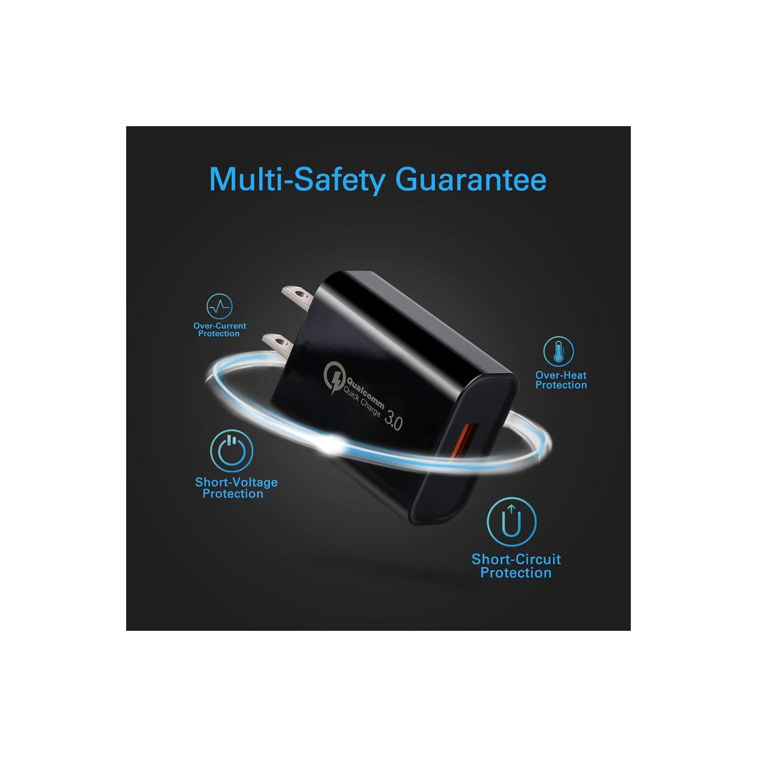 Chargeur mural rapide QC 3.0 25 W à 3 ports USB chargement rapide Chargeur c.a. Adaptateur d’alimentation É.-U. Samsung Galaxy, Huawei, LG, OnePlus,