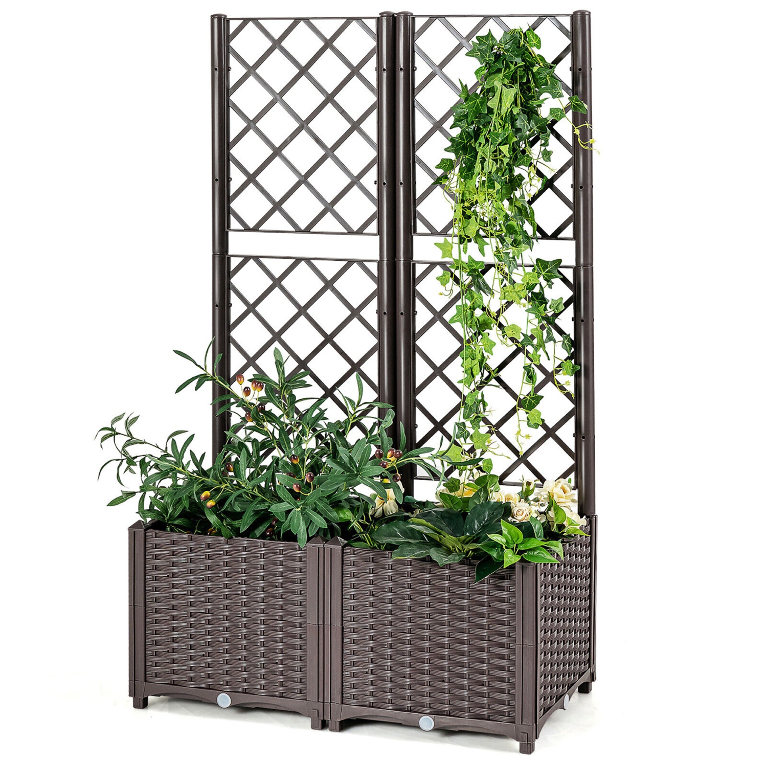 Gymax Raised Garden Bed w/Trellis Planter Box for Climbing Plants 32'' x 16'' x 53''