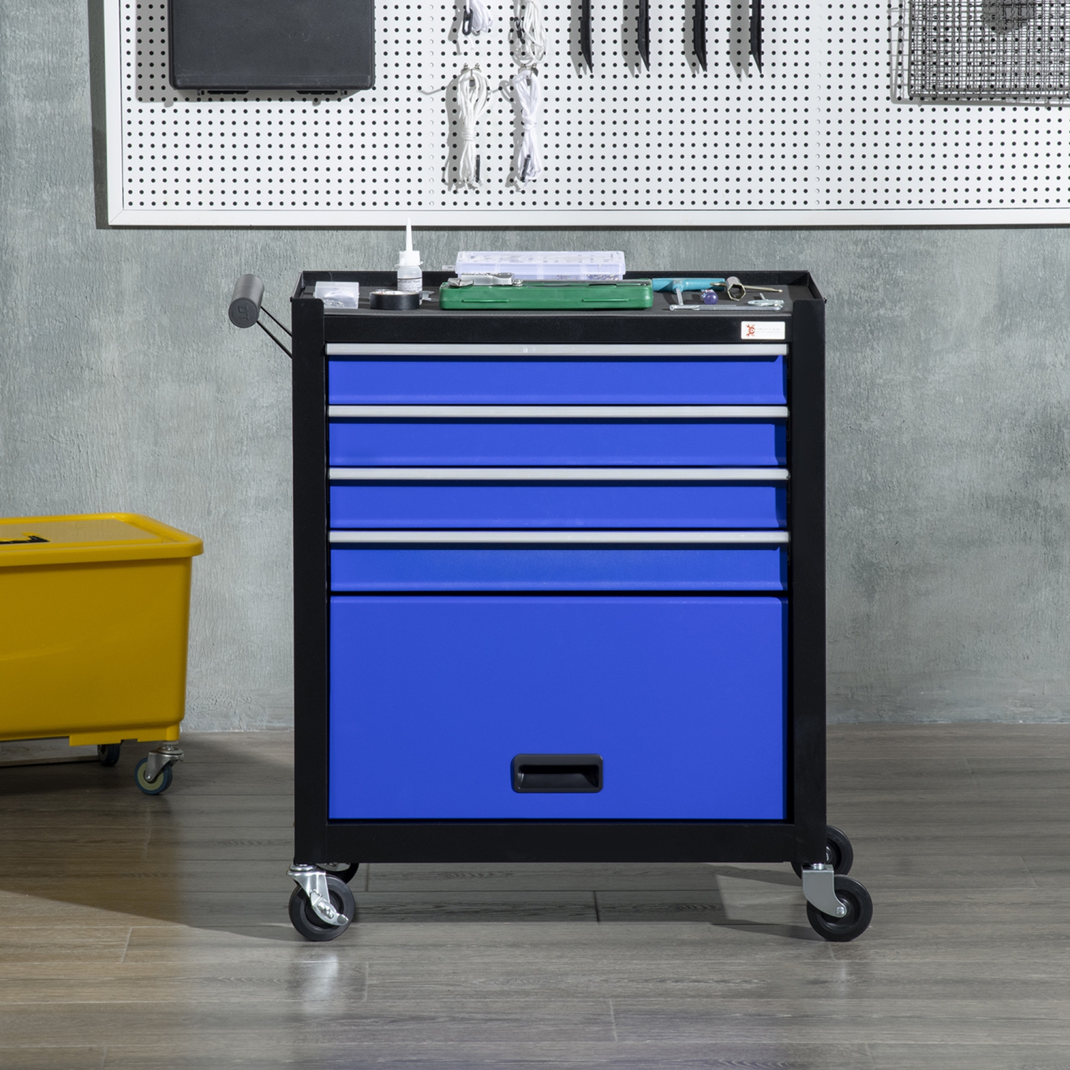 DURHAND 4-Drawer Tool Chest with 4 Wheels, Rolling Tool Box and Storage  Cabinet, Portable Tool Organizer for Garage, Factory and Workshop, Blue