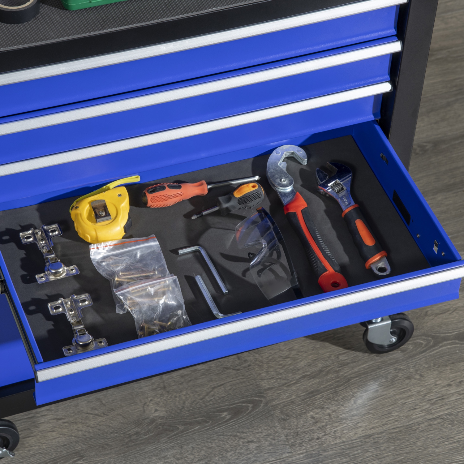 DURHAND Coffre à outils à 4 tiroirs avec 4 roues, boîte à outils et armoire de rangement roulante, organisateur d'outils portable pour le garage,