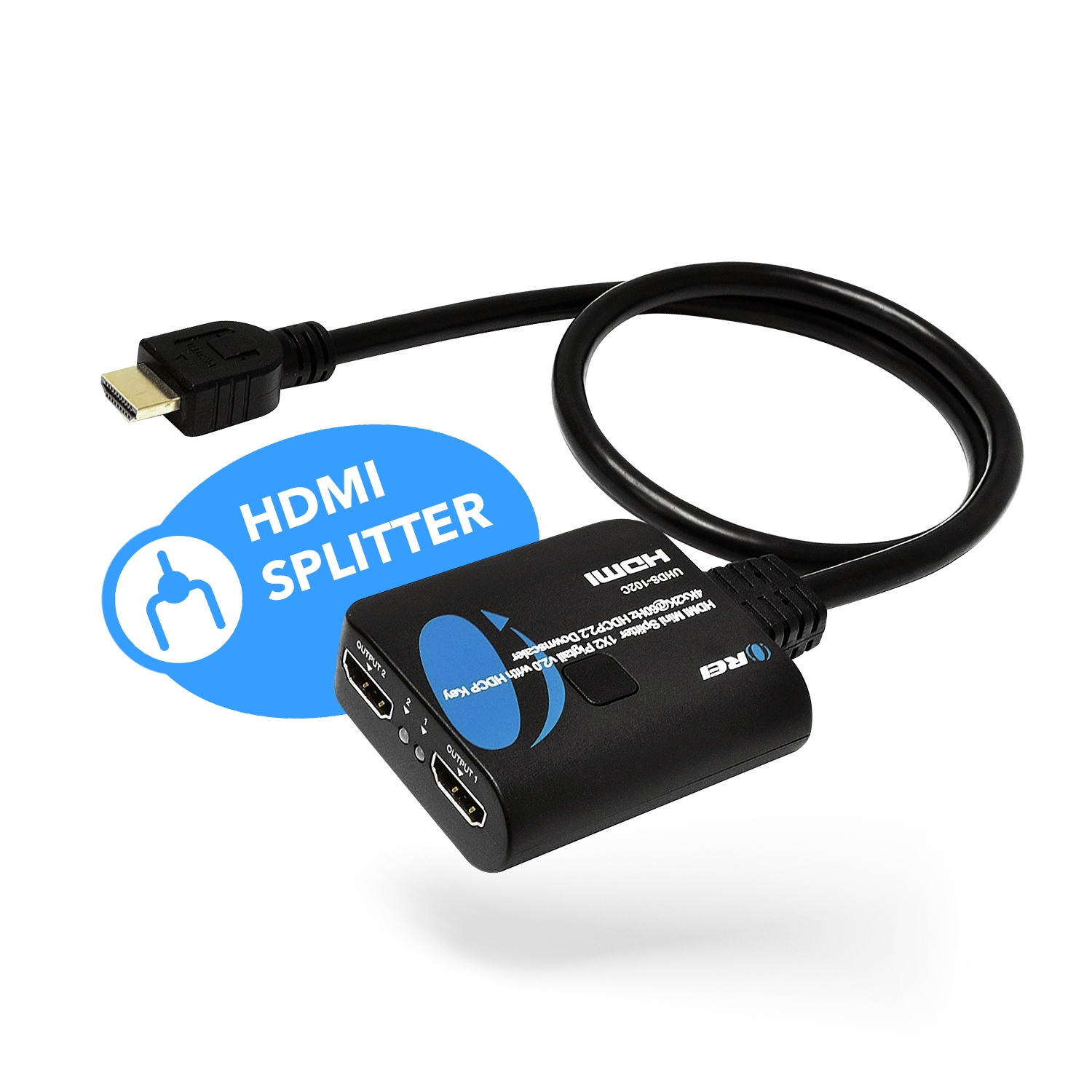 1x2 HDMI Splitter 1 in 2 out with Downscaler, 3D, upto 4k@60Hz