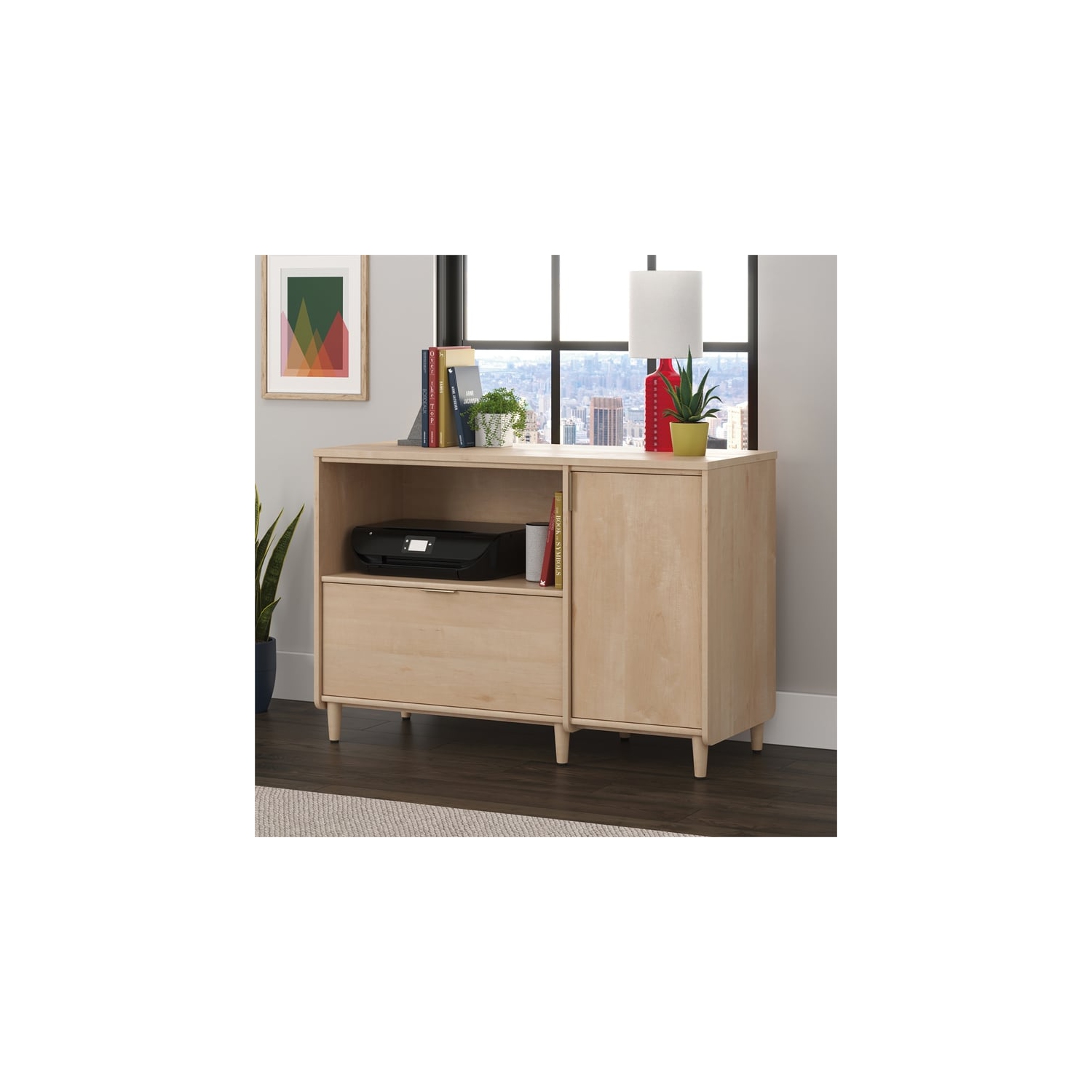 Clifford Place Engineered Wood Credenza in Natural Maple Finish