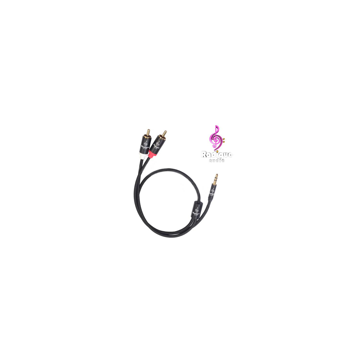 1,8&nbsp;M de câble 3,5&nbsp;mm à deux connecteurs RCA de 5&nbsp;pi 10&nbsp;po série Black de Radique