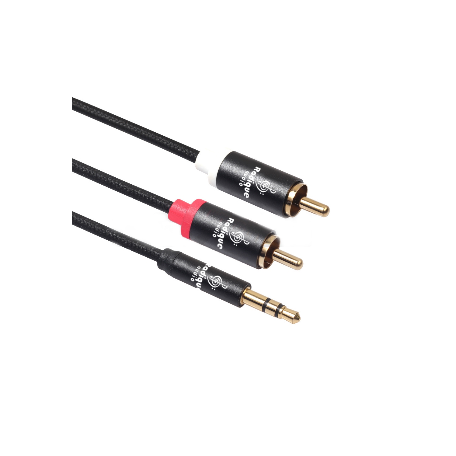 1,8&nbsp;M de câble 3,5&nbsp;mm à deux connecteurs RCA de 5&nbsp;pi 10&nbsp;po série Black de Radique