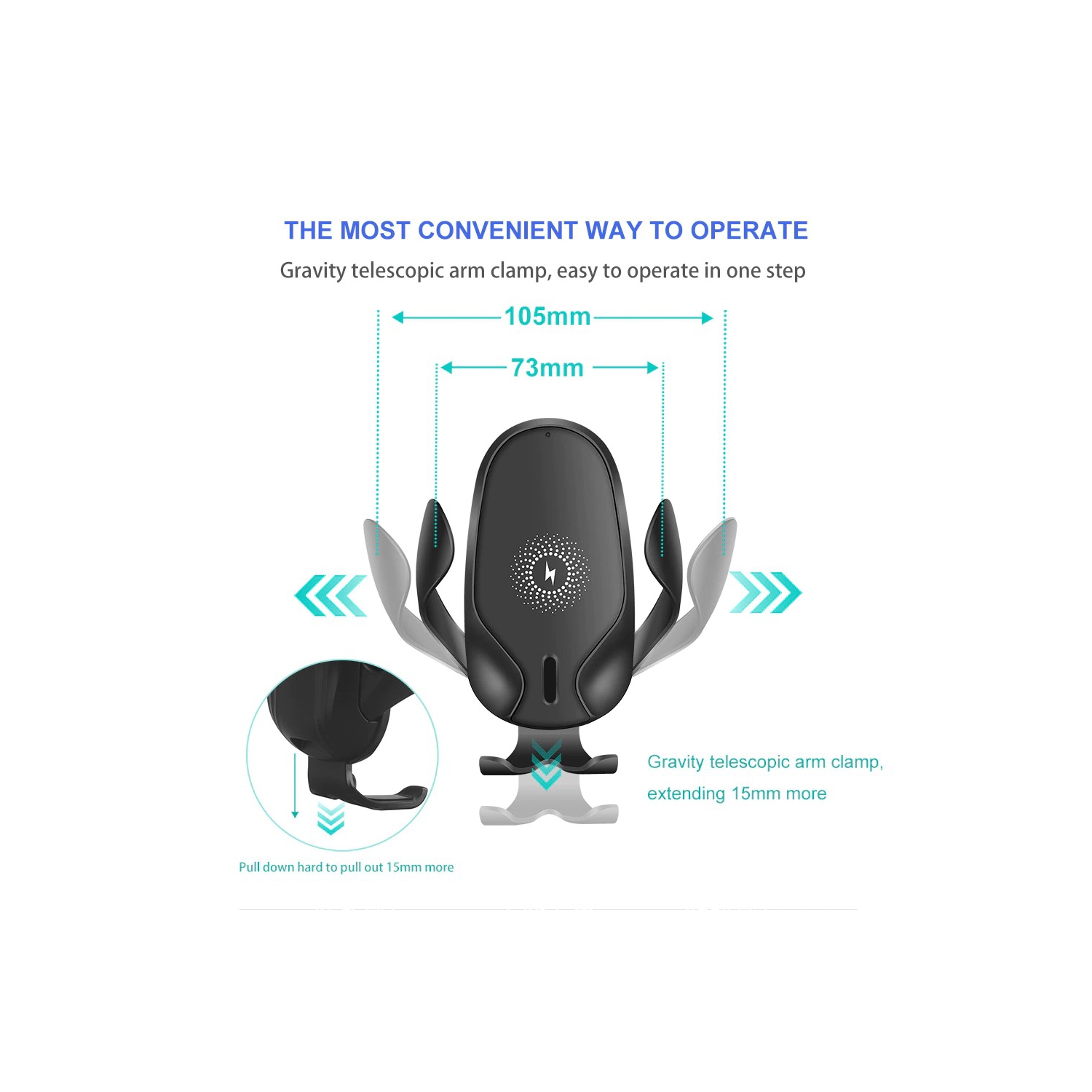 Qi Wireless Car Phone Charger Air Vent Mount Phone Holder Quick Fast Charge 15W For Samsung Galaxy iPhone Google Huawei Android