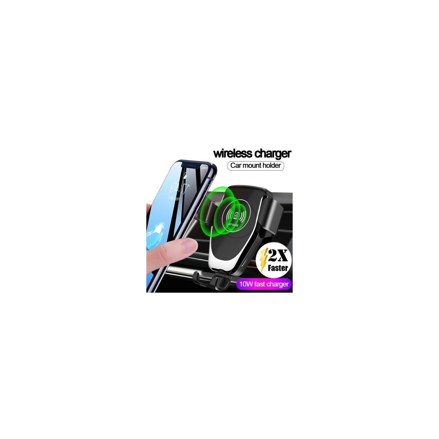 Qi Wireless Car Phone Charger Air Vent Mount Phone Holder Quick Fast Charge 15W For Samsung Galaxy iPhone Google Huawei Android