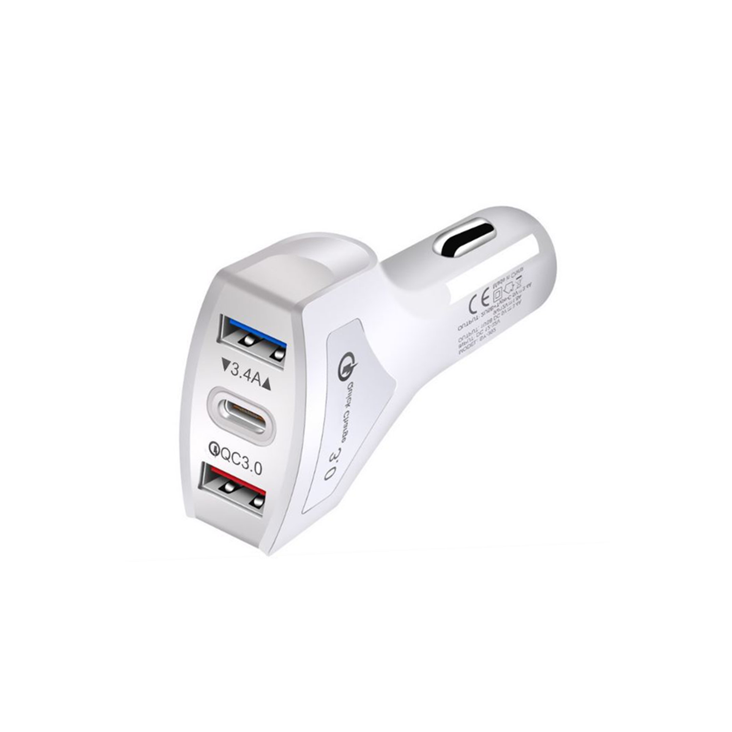 Fast Charge 50W Dual USB-C Car Charger Chargers - White