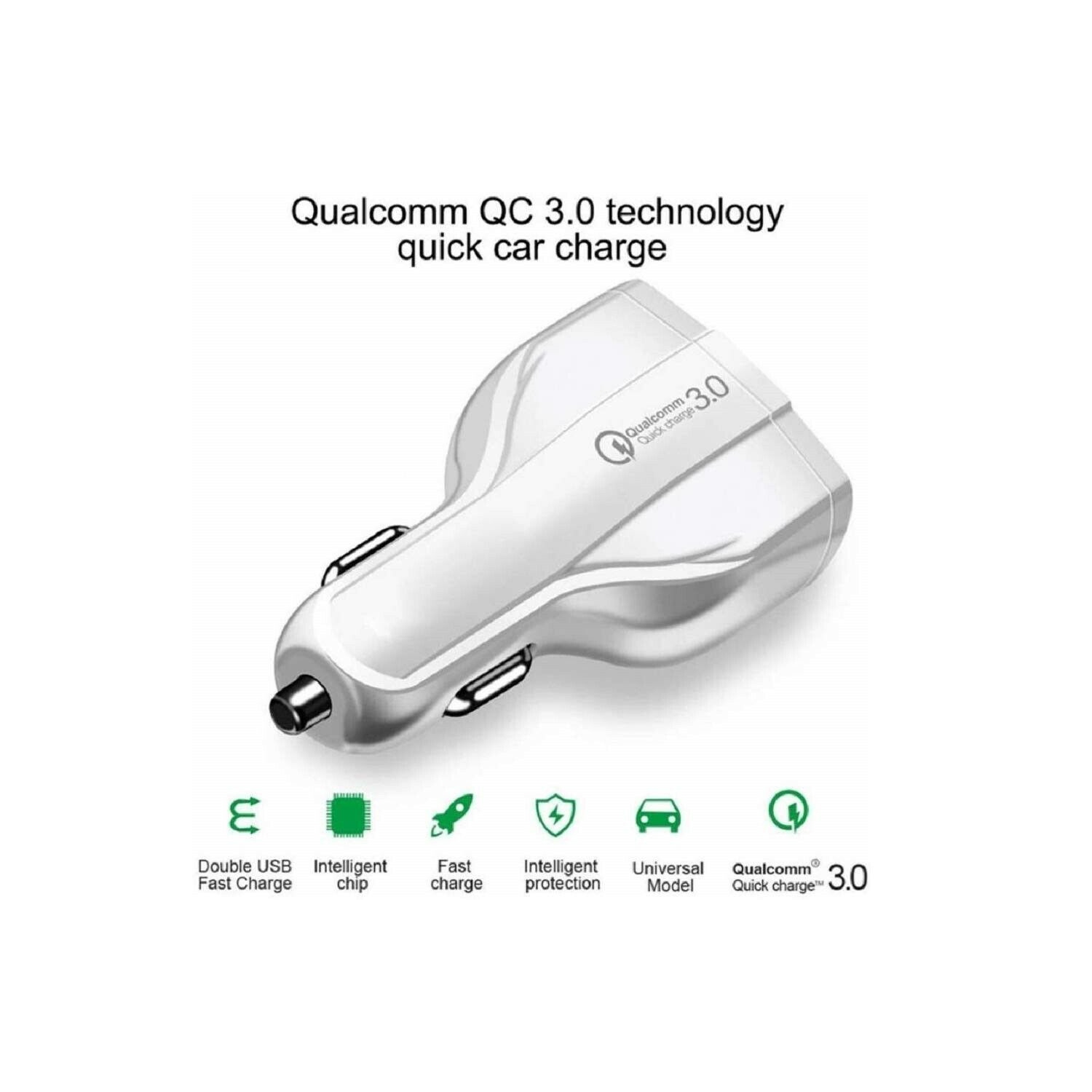 Fast Charge 50W Dual USB-C Car Charger Chargers - Black