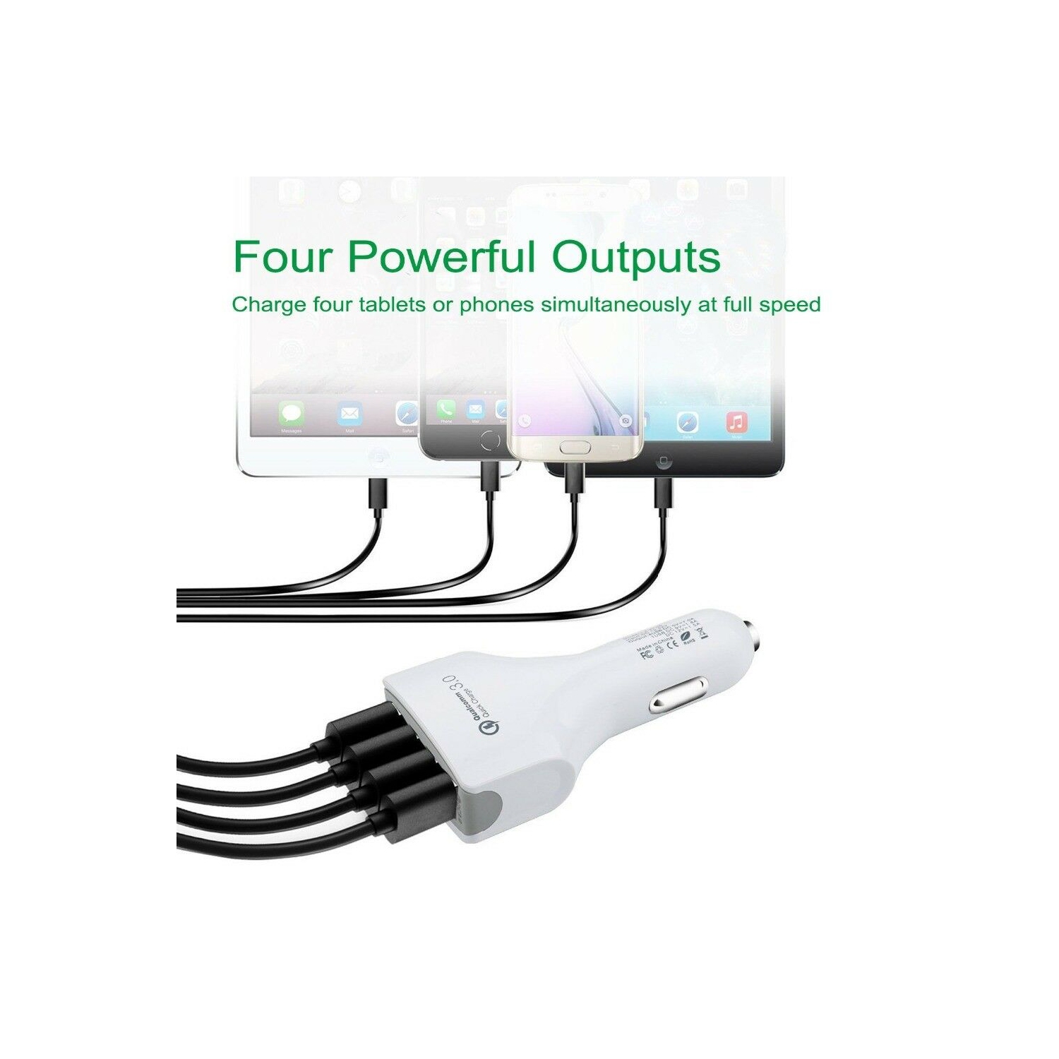 USB Car Charger 4 USB Port Qualcomm QC 3.0 Fast Charging Multi Car Chargers Adapter For Android IOS