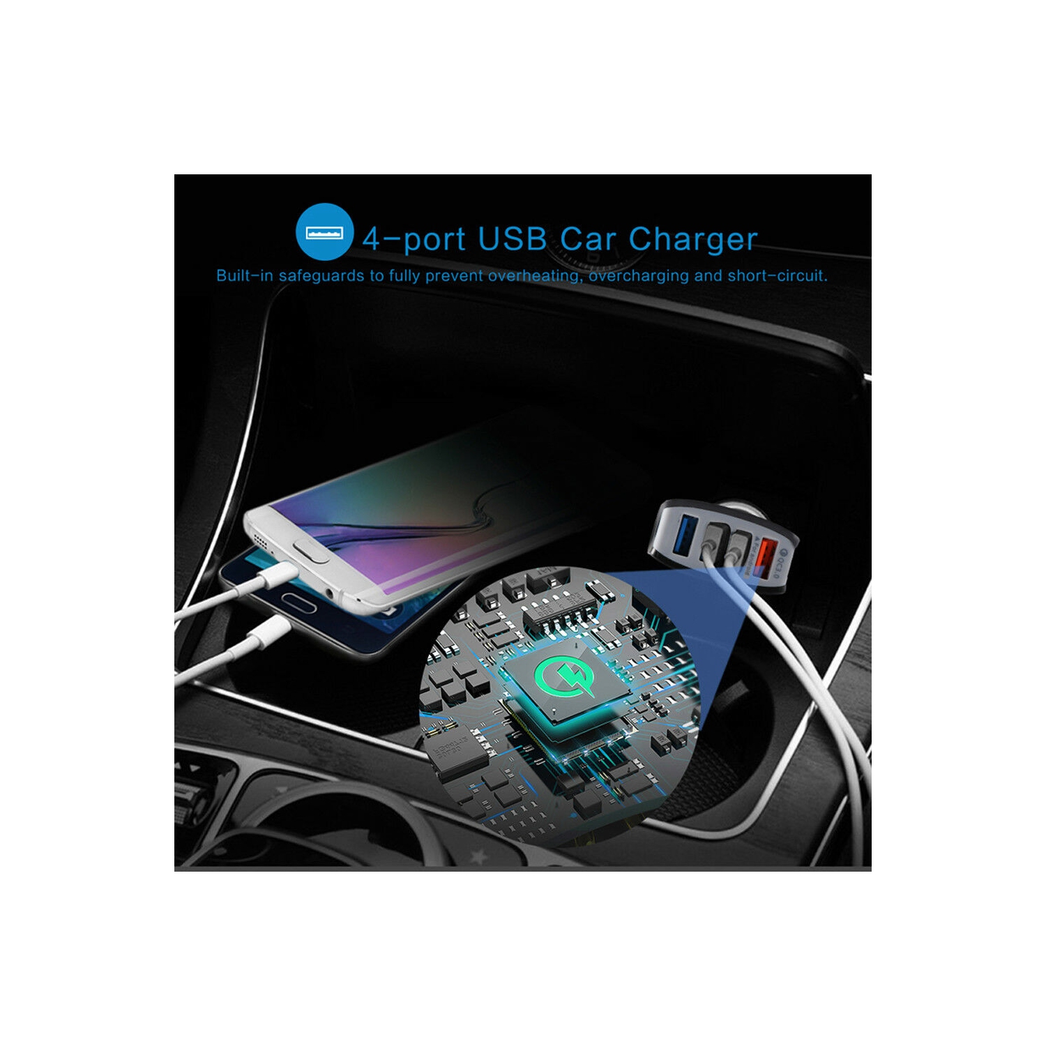 USB Car Charger 4 USB Port Qualcomm QC 3.0 Fast Charging Multi Car Chargers Adapter For Android IOS