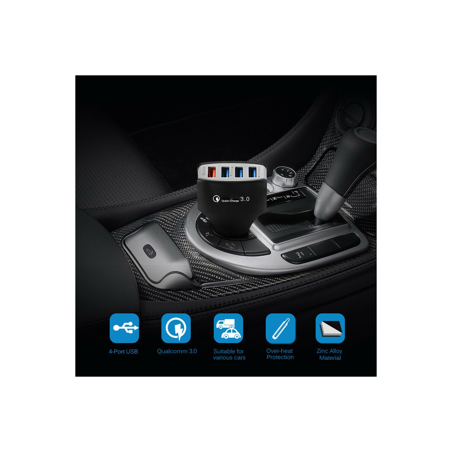 USB Car Charger 4 USB Port Qualcomm QC 3.0 Fast Charging Multi Car Chargers Adapter For Android IOS