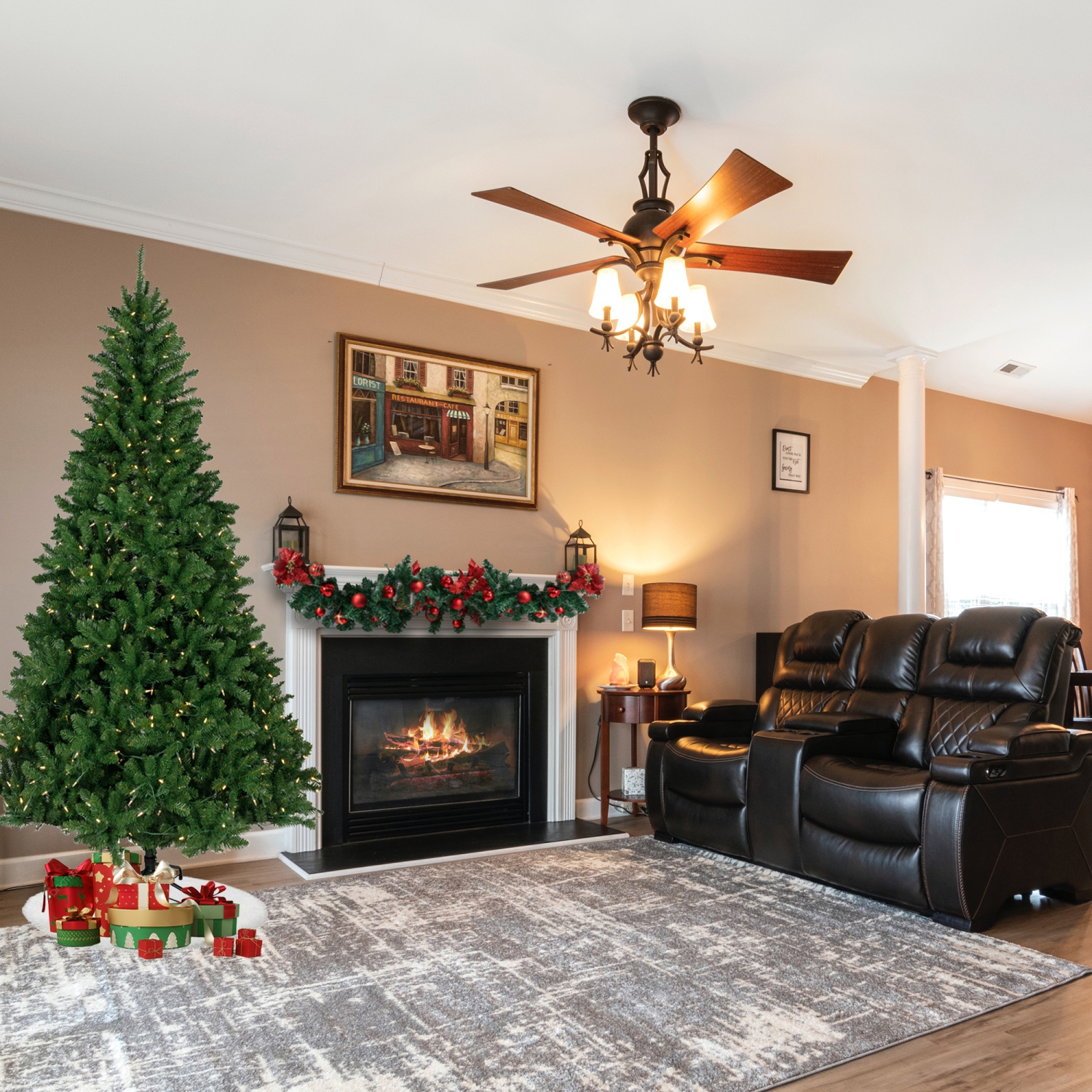 7.5' Pre-Lit Manchester Pine Instant Connect Artificial Christmas Tree, Dual LED Lights