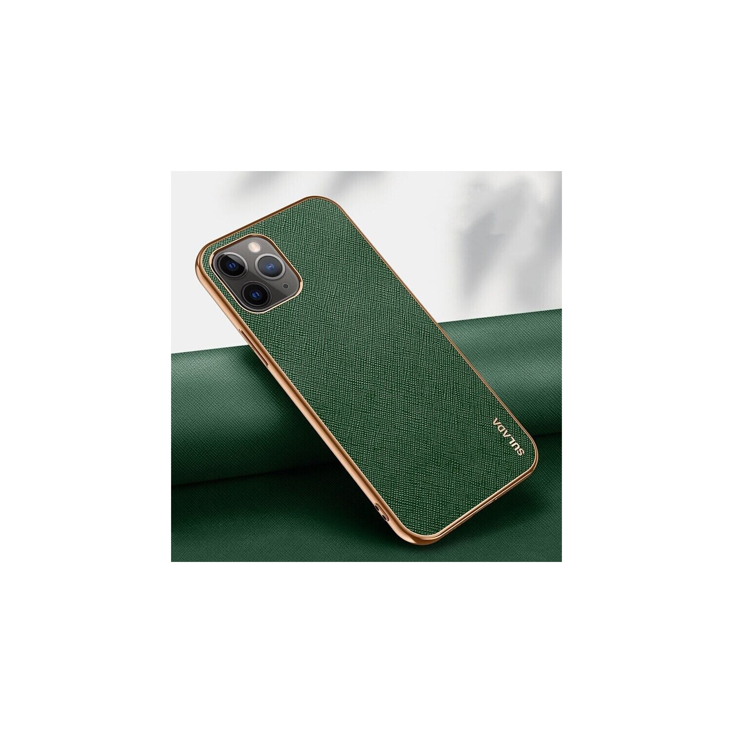 Étui en cuir pour Apple iPhone 12 Pro souple de luxe revêtement élégant en sullada vert