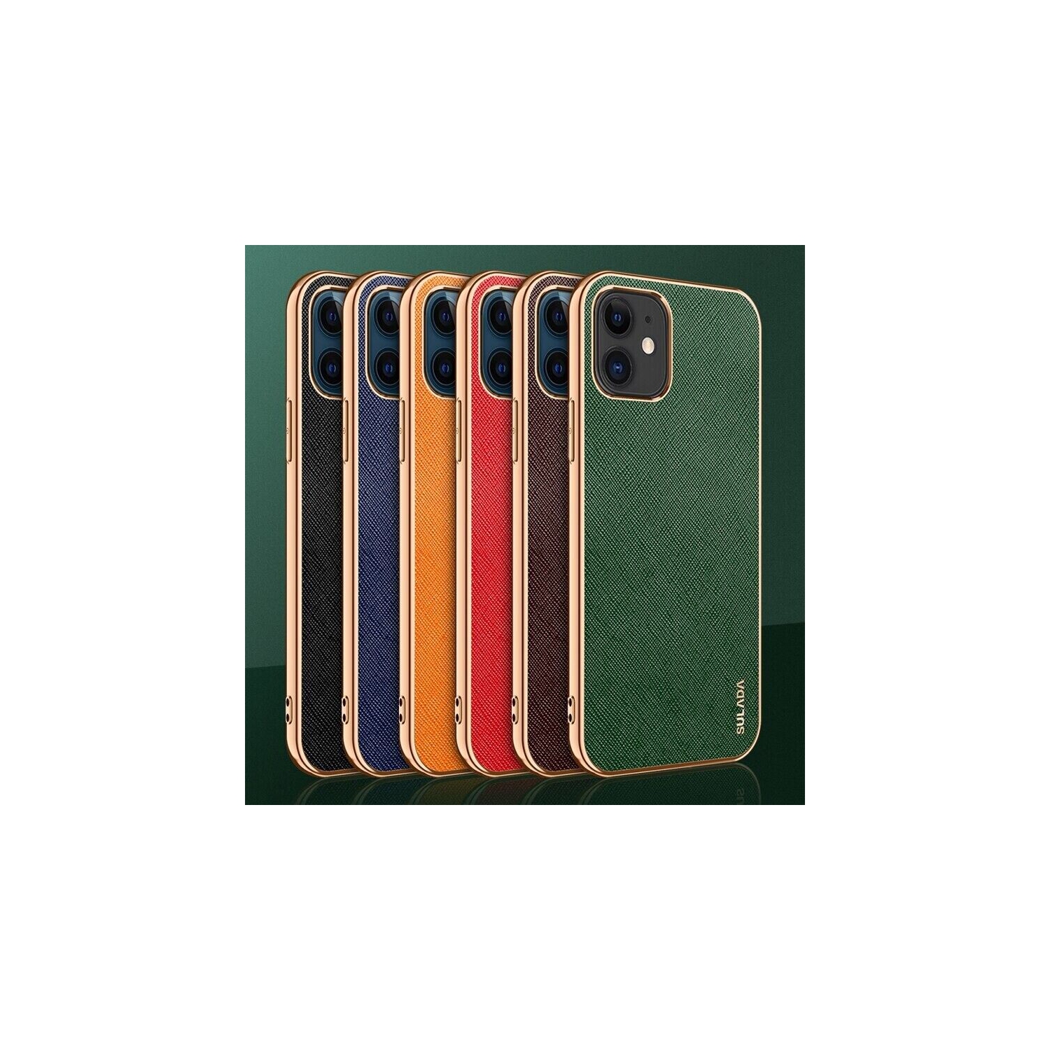 Étui en cuir pour Apple iPhone 12 Pro souple de luxe revêtement élégant en sullada vert