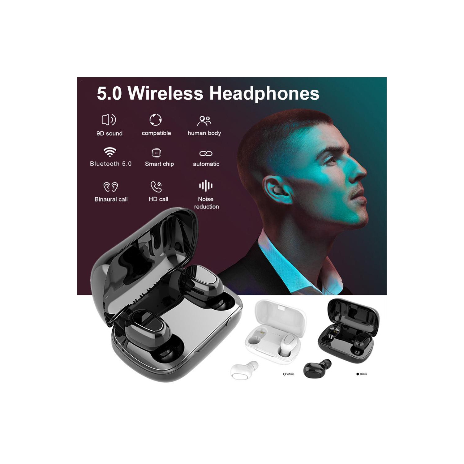 SuperShield Bluetooth Earphones Headphones 5.0 Wireless Earphone Headsets Stereo with Dual-Speaker Noise Cancelling Earbuds In-ear