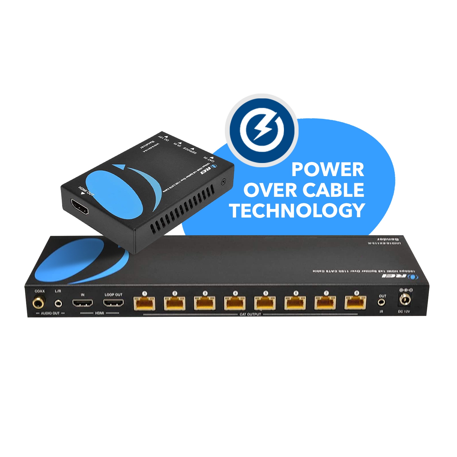 Ultra HD 1x8 HDMI Extender Splitter Over CAT6/7 Upto 115 Ft support 4K, Loop-out, IR Remote, EDID