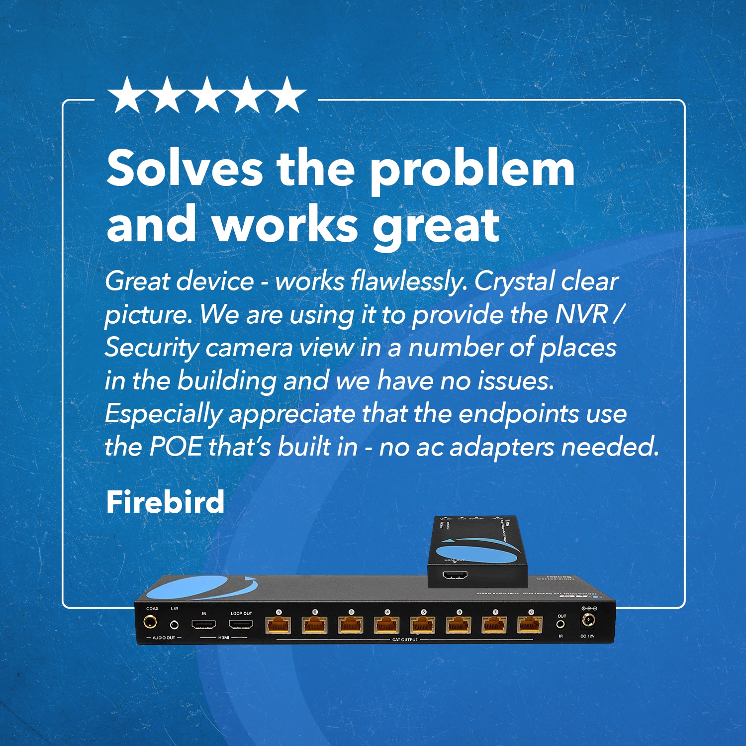 Ultra HD 1x8 HDMI Extender Splitter Over CAT6/7 Upto 115 Ft support 4K, Loop-out, IR Remote, EDID