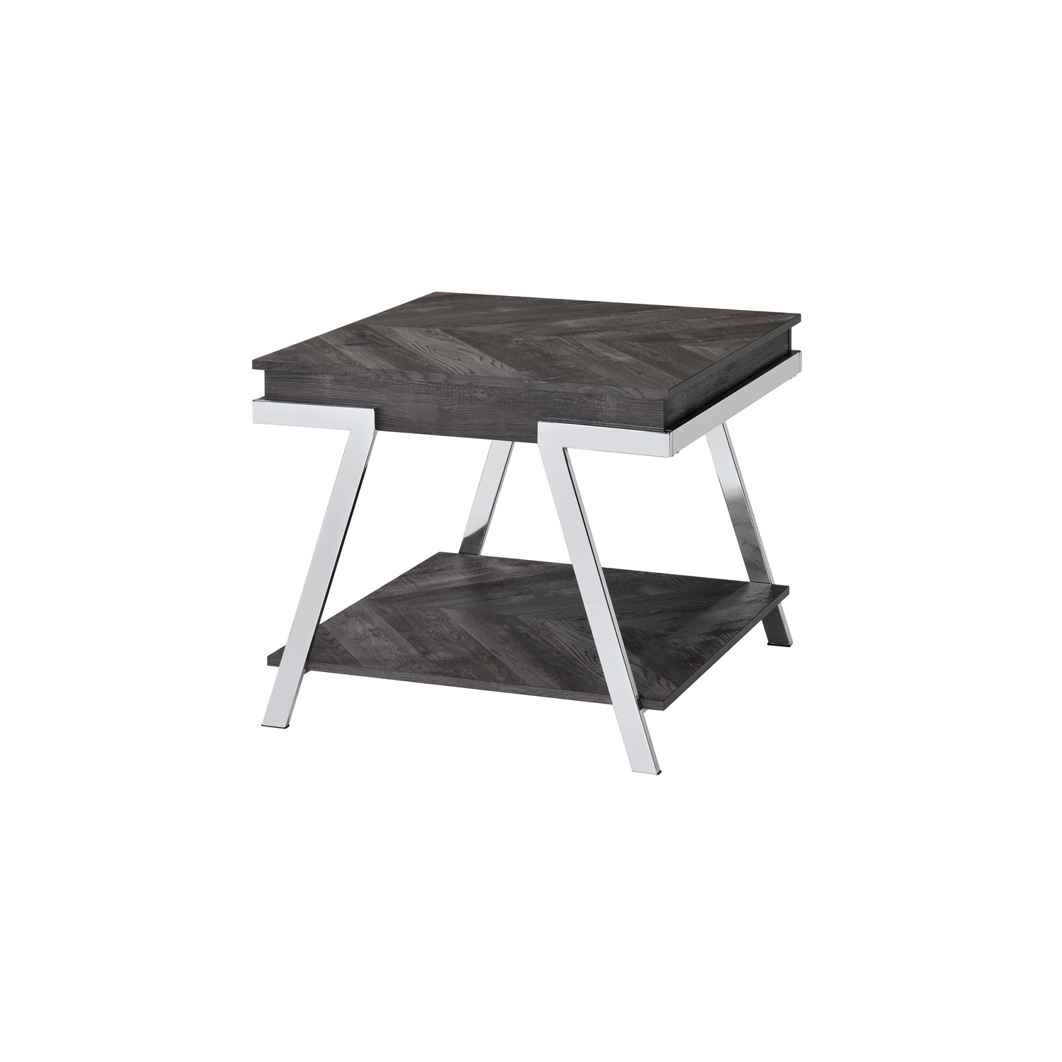 Bowery Hill Mid-Century Dark Gray Wood and Laminate End Table