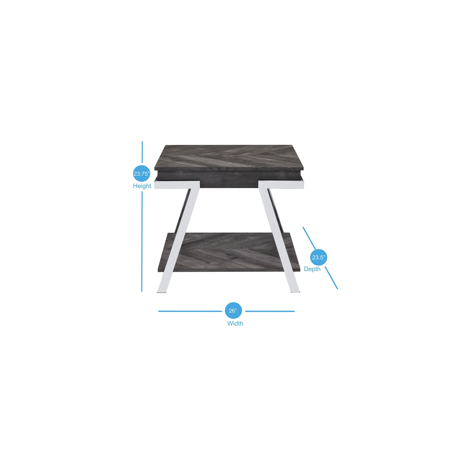 Bowery Hill Mid-Century Dark Gray Wood and Laminate End Table