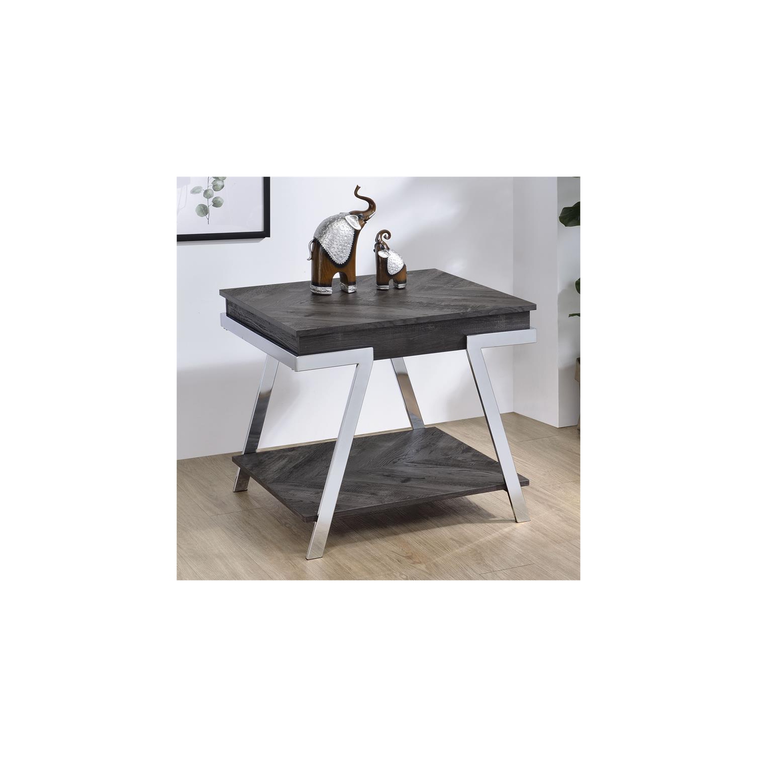 Steve Silver Roma Dark Gray Wood and Laminate End Table