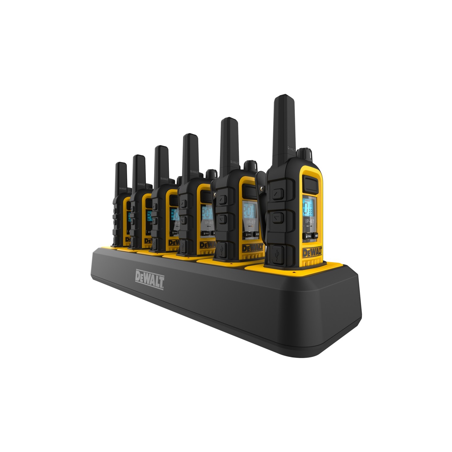 6 Émetteurs-récepteurs portatifs DeWalt DXFRS300 - 1 W, ensemble radio bidirectionnelle robuste avec VOX | Étanche, 22 canaux, longue portée et