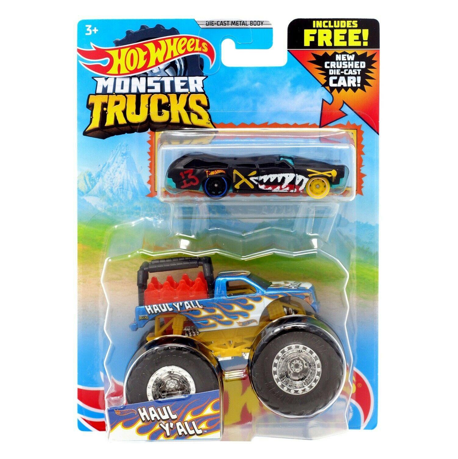 Hot Wheels Monster Trucks Blue Haul Y'all 2-Pack Vehicles 1:64 Scale