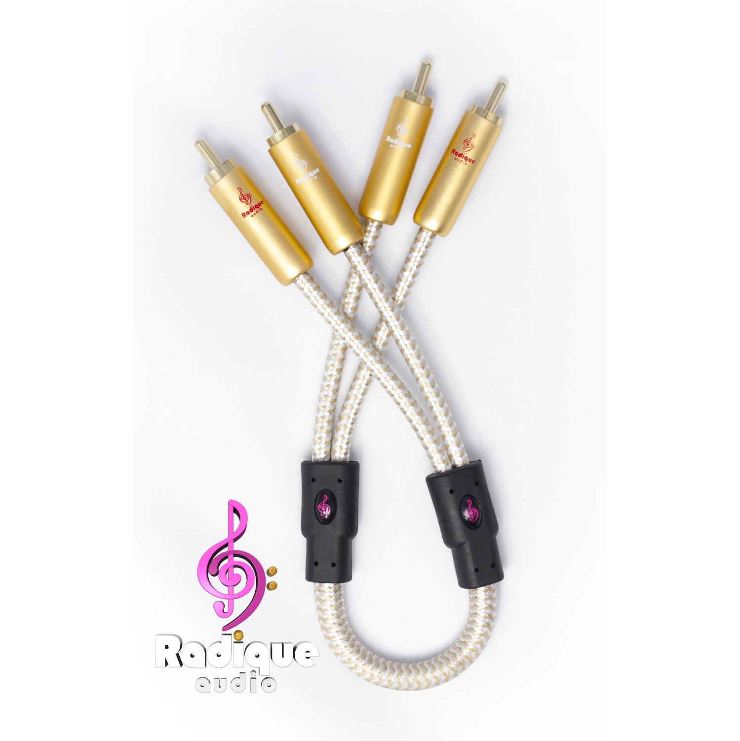 Câble RCA double série Gold de Radique Audio | Interconnexion sécuritaire rétro | Construction à 6 couches | Haut de gamme – 1,5 m