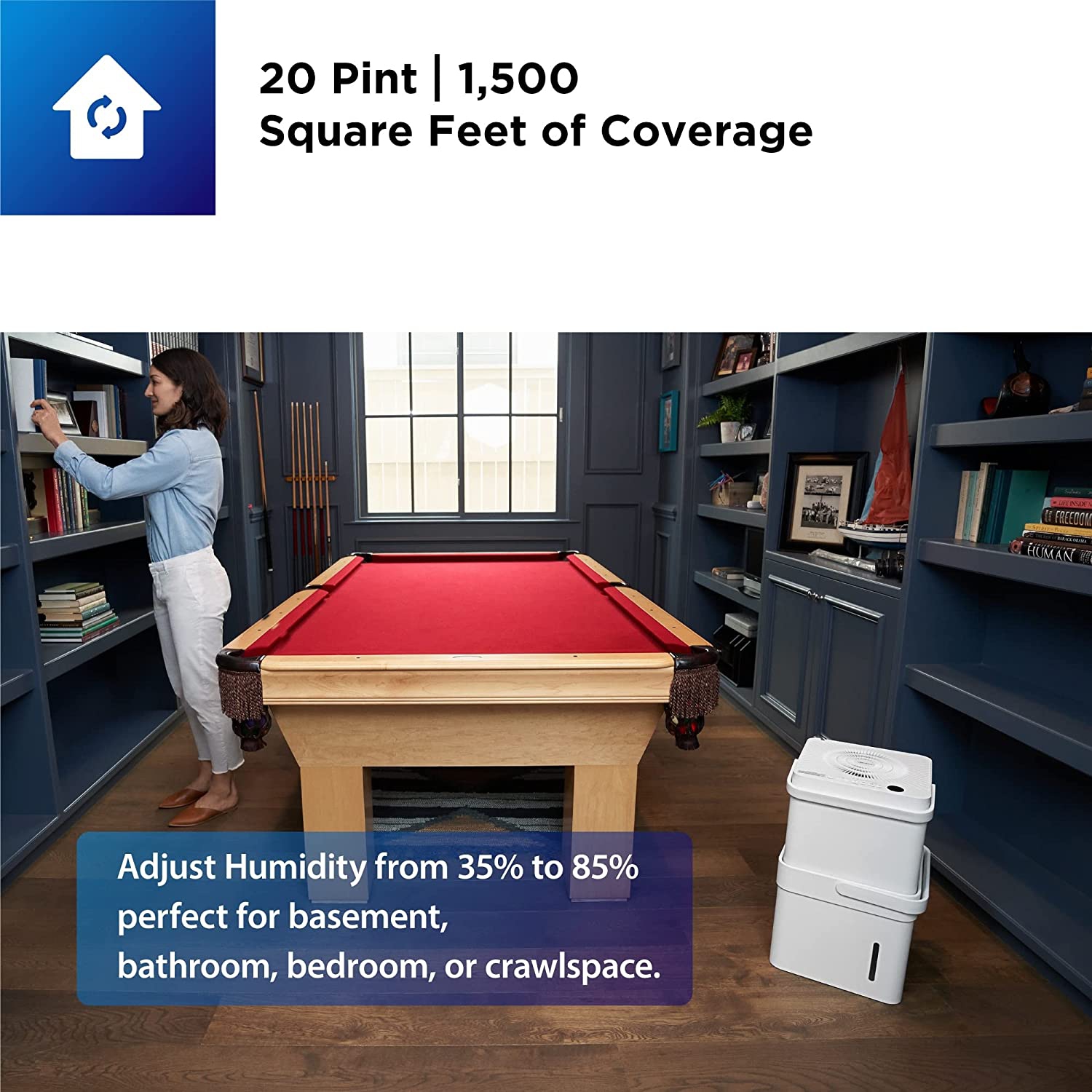 Midea Cube 20 Pint Dehumidifier for Basement and Rooms at Home for up to 1,500 Sq. Ft