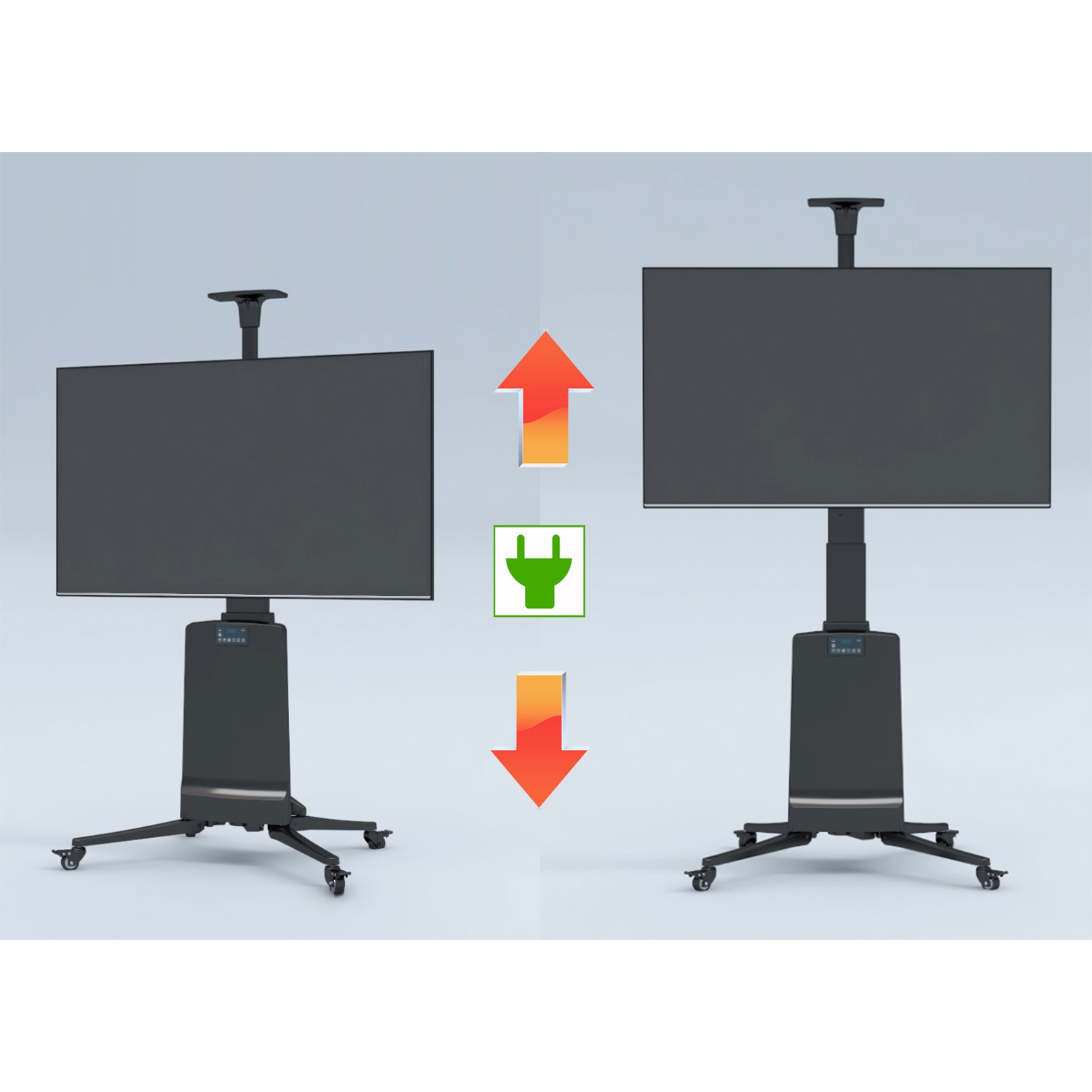 Boost NB TW85 Remote Control Professional Height Adjustable Motorized/Electric Mobile TV Cart for 55" to 85" TVs