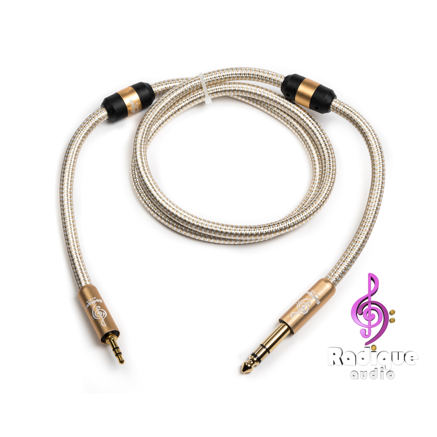 Câble TRS de 1⁄4&nbsp;po à 1⁄8&nbsp;po – Radique Audio série Gold, deux anneaux déaussement, 1 m(39&nbsp;po), audiophile, blindé