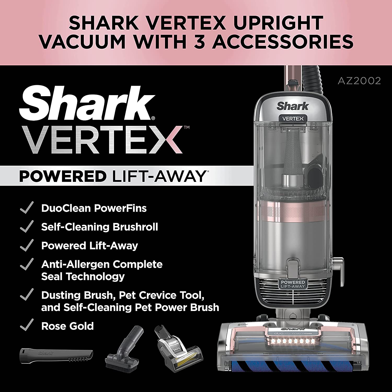 Remis à neuf – aspirateur vertical DuoClean Vertex de Shark avec rouleau à brosse motorisé amovible et autonettoyant