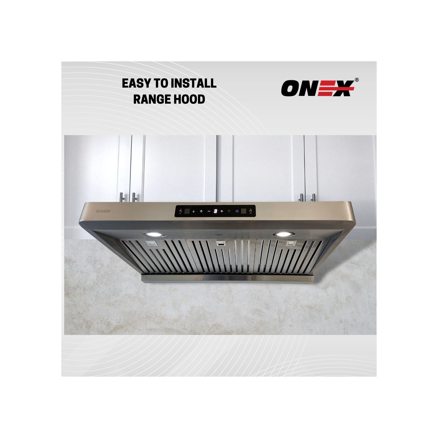 ONEX® OHF90R-BL Stainless Steel Under Cabinet 30 inch Range Hood.