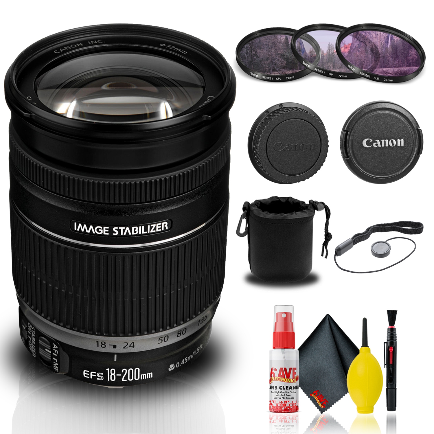 Canon EF-S 18-200mm f/3.5-5.6 IS Lens (2752B002) + Filter + Lens