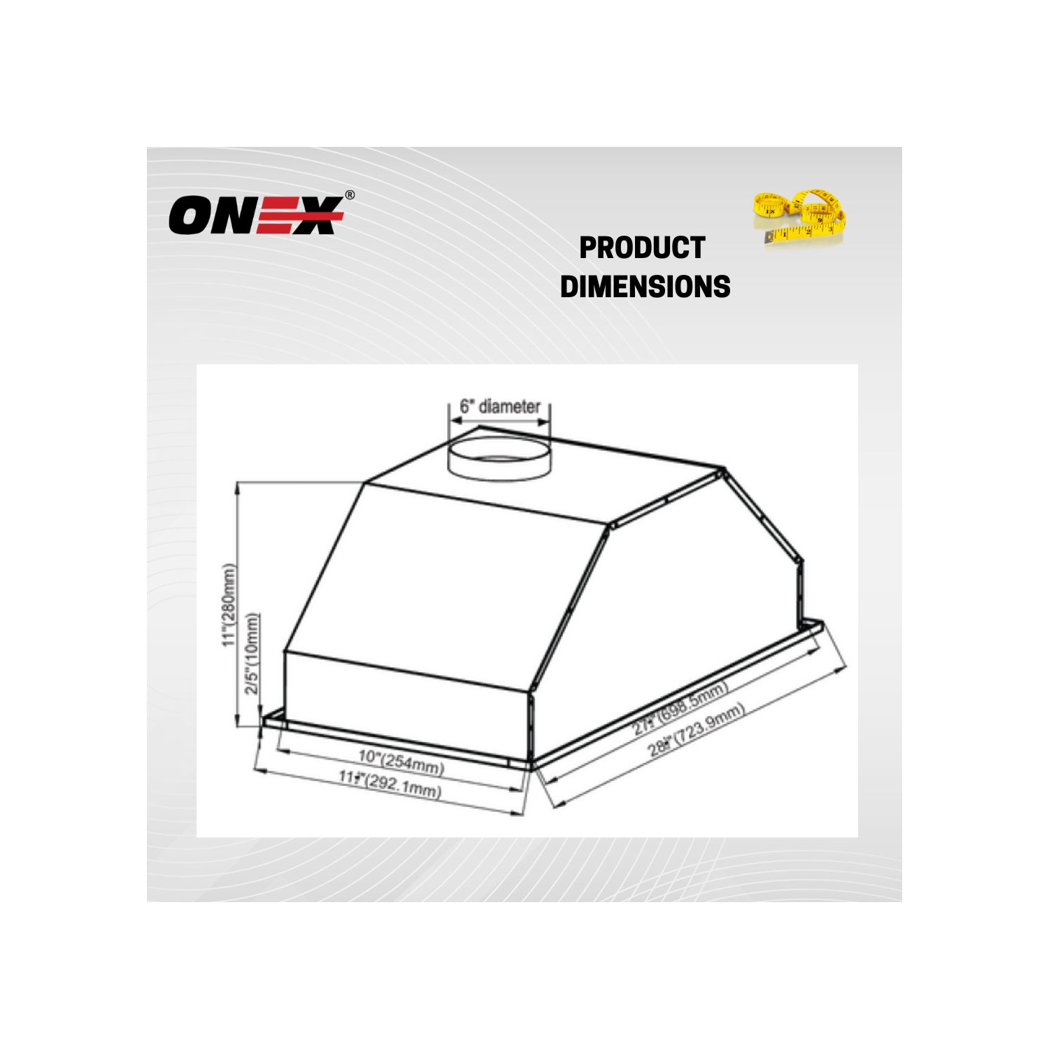 Hotte de cuisine encastrée en acier inoxydable ONEX® 30" 460 CFM #OIN230