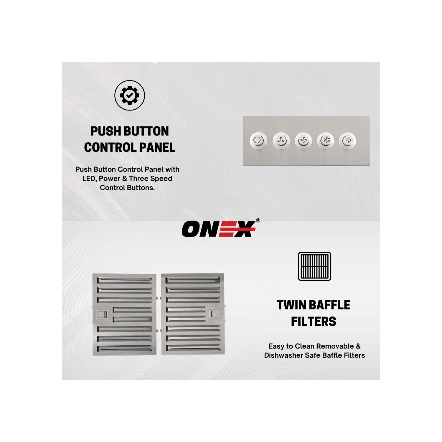 ONEX® 30" 450 CFM Hotte de cuisine sous armoire avec conduit en blanc #OHF300WH