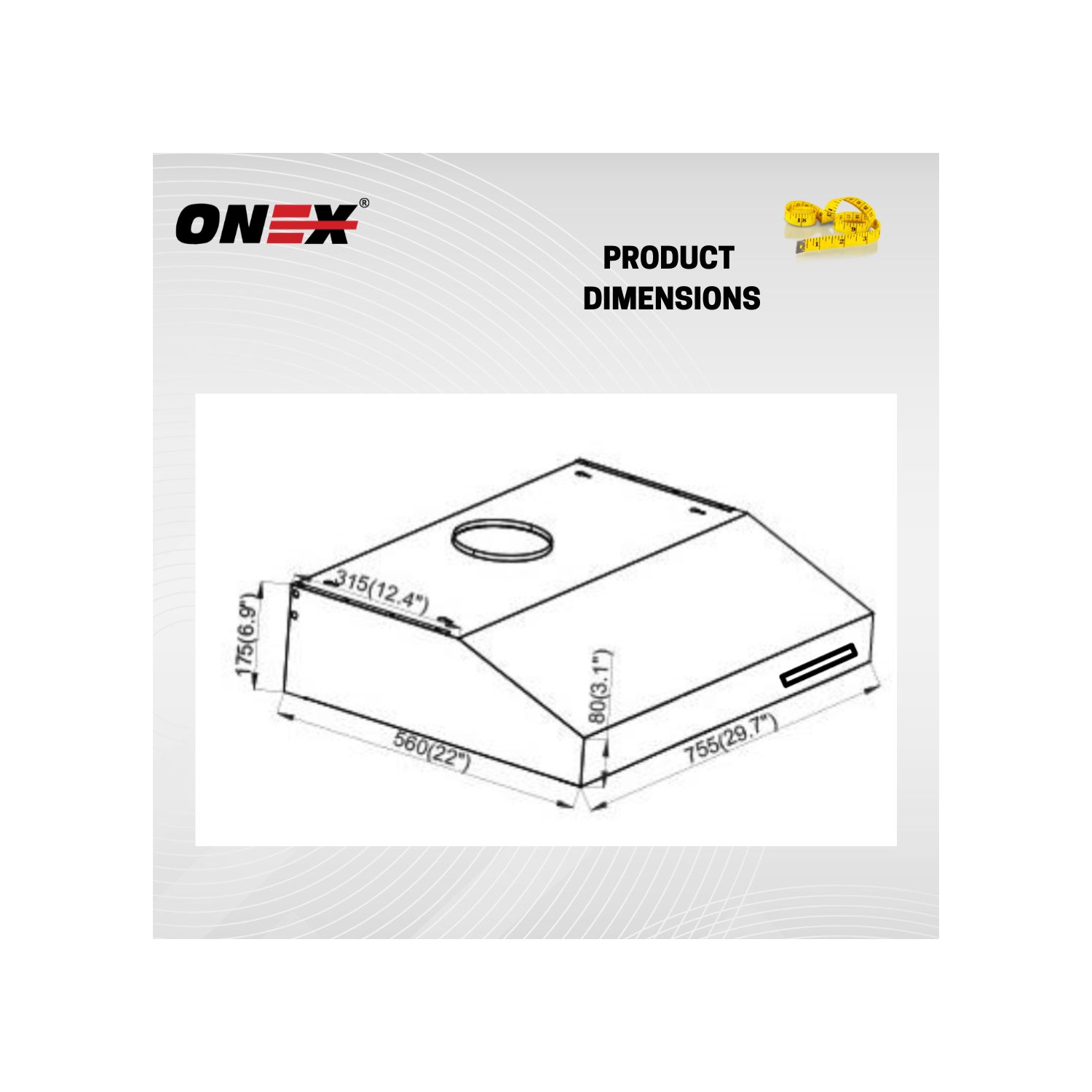 ONEX® OHF90D Stainless Steel Under Cabinet 30 inch Range Hood.