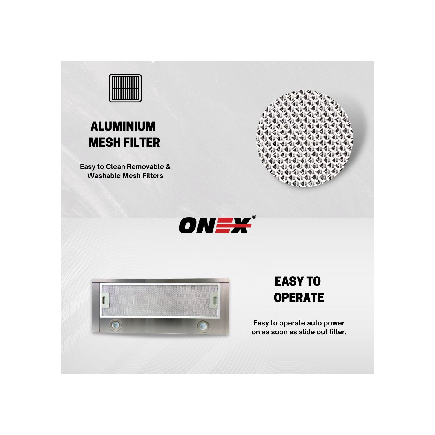 ONEX® OTF324 Stainless Steel Under Cabinet 24 inch Range Hood.