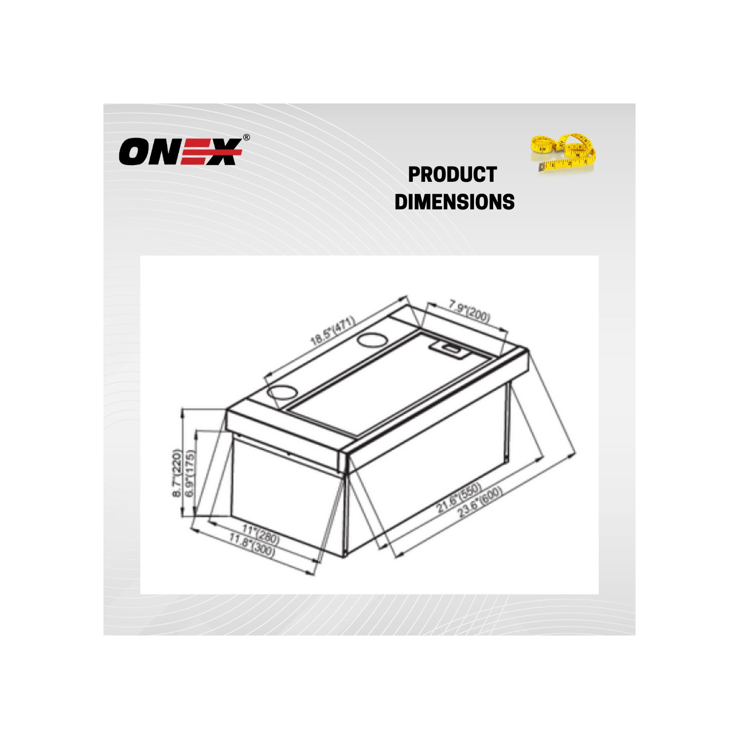ONEX® OTF324 Stainless Steel Under Cabinet 24 inch Range Hood.