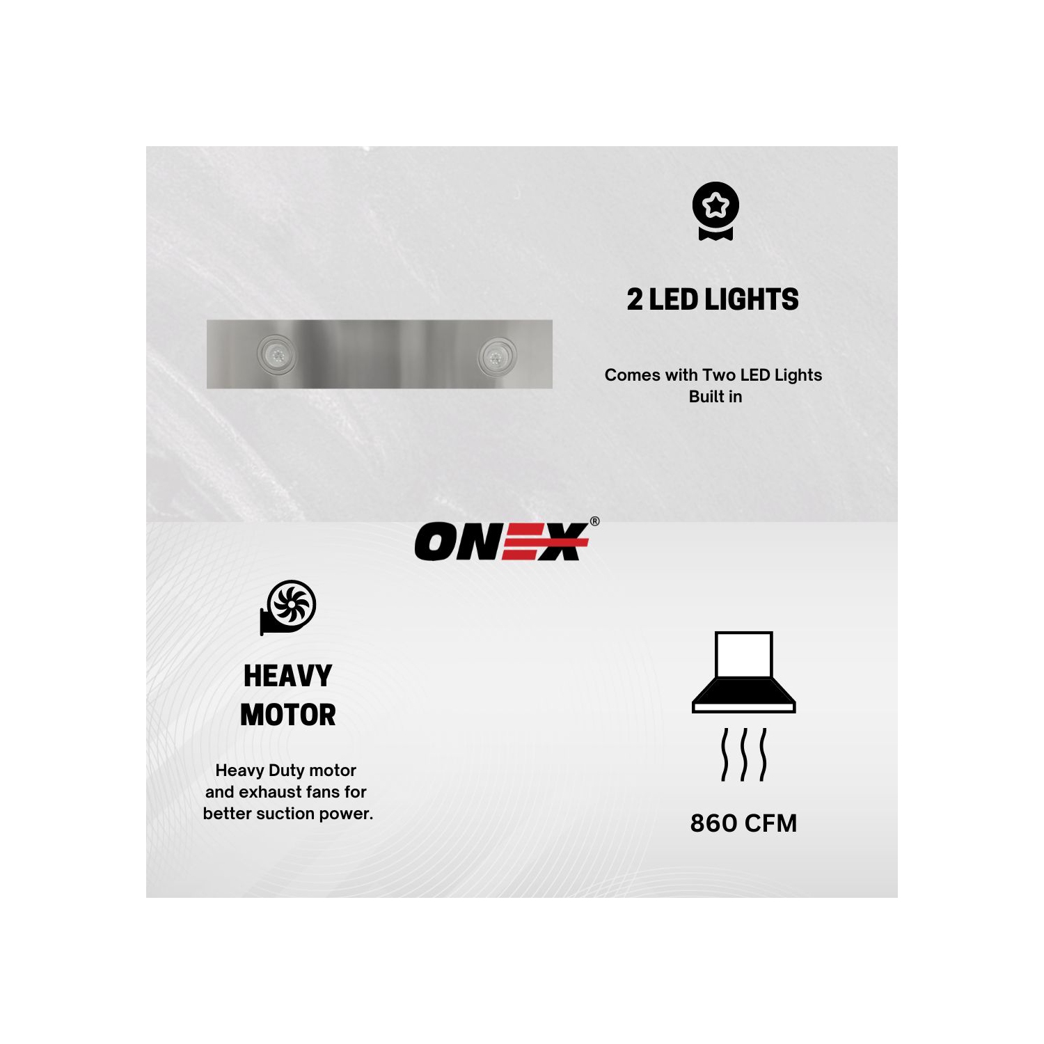 ONEX® OWF630 Stainless Steel Wall Mount 30 inch Range Hood.