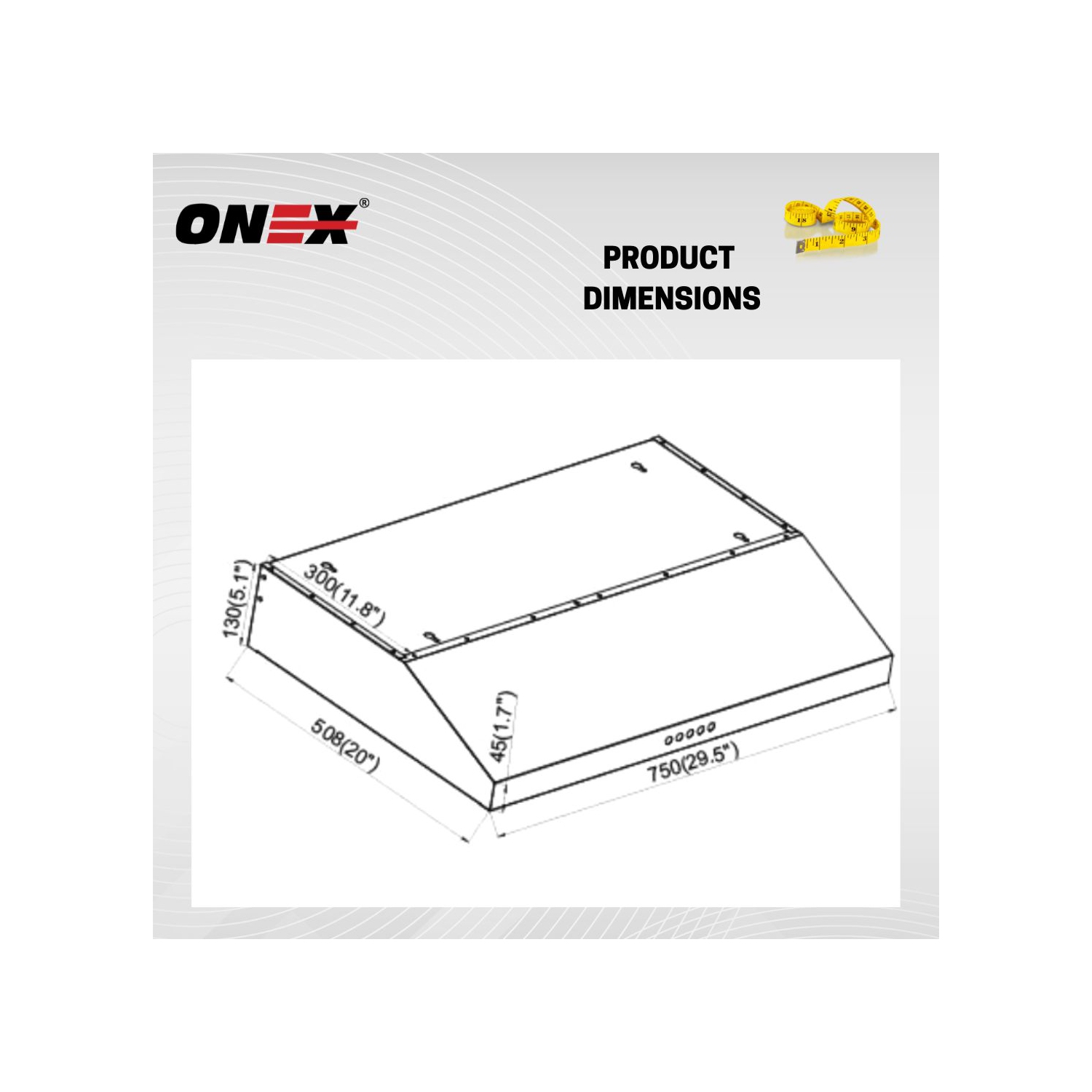 ONEX® OHF300 Stainless Steel Under Cabinet 30 inch Range Hood.