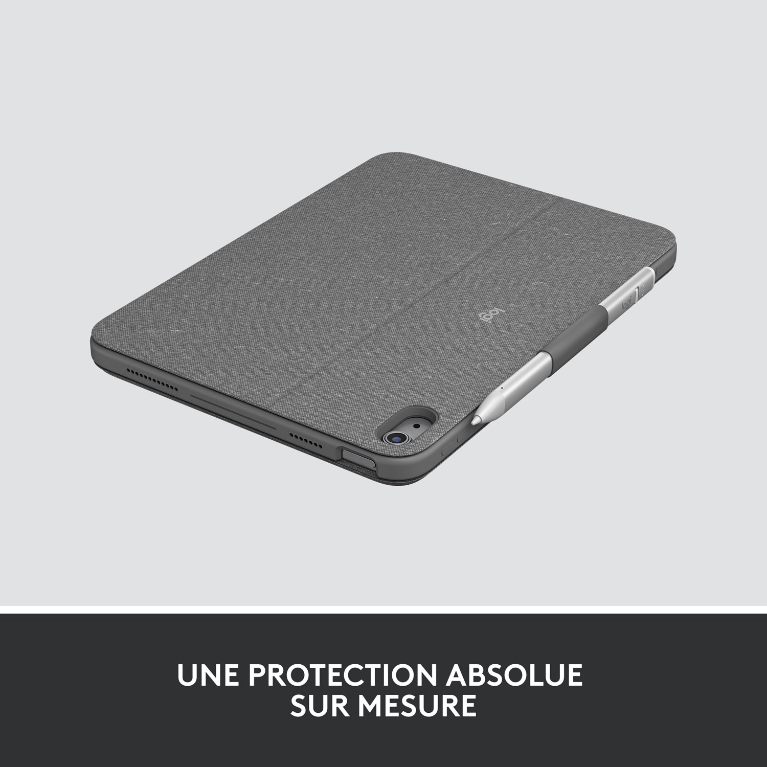 Étui-clavier Combo Touch avec pavé tactile et clavier résistant aux éclaboussures de Logitech pour iPad - Gris Oxford