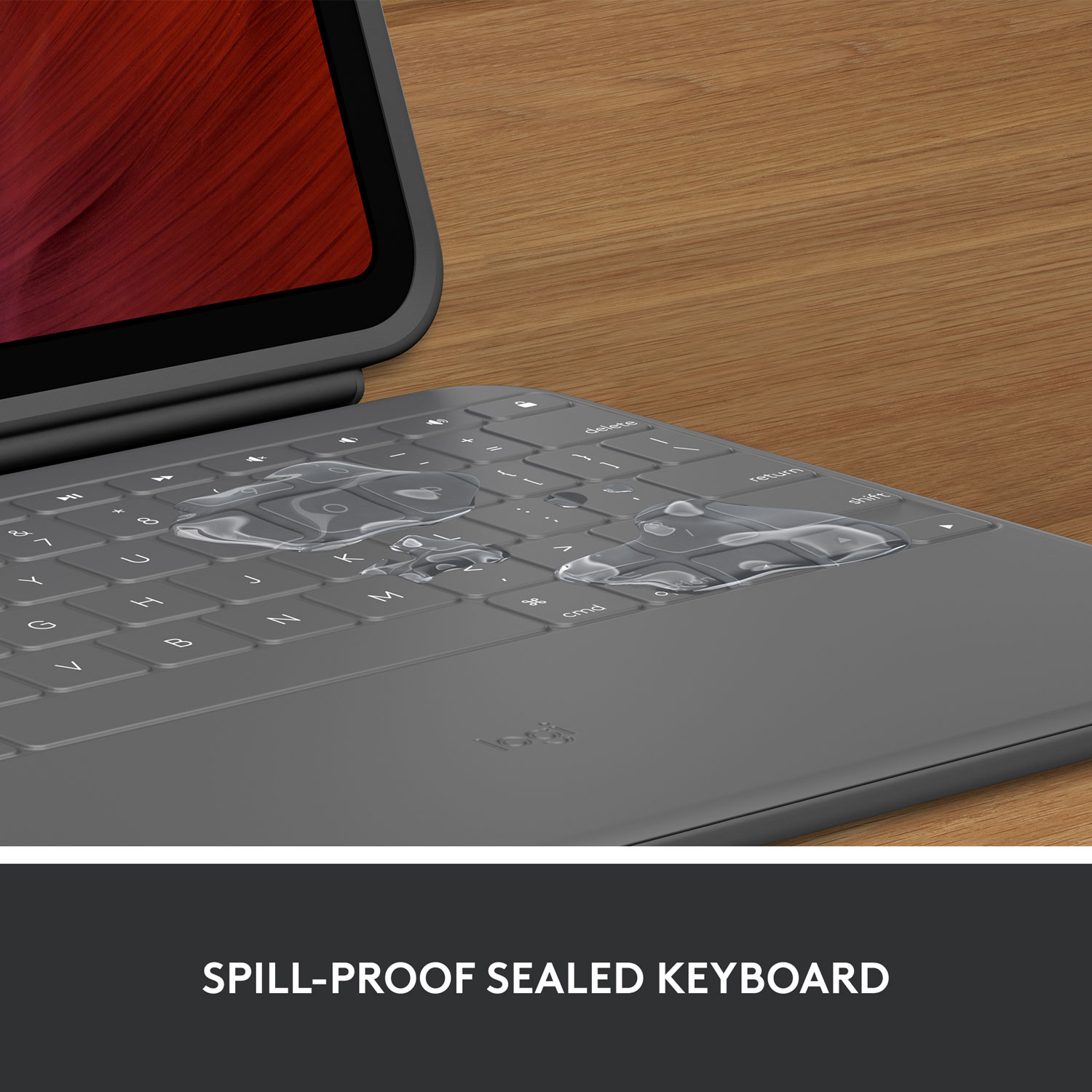 Étui-clavier Rugged Folio avec clavier résistant aux éclaboussures de Logitech pour iPad - Gris Oxford